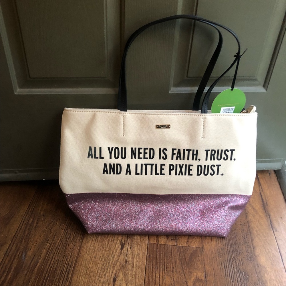 Kate Spade New York Peter Pan canvas Glitter Tote